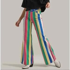 Wrangler Laser Striped Wanderer 622 High Rise Flare Jeans